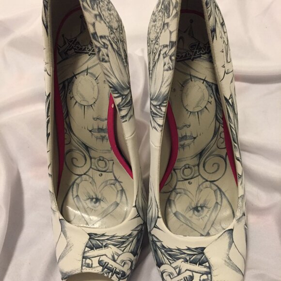 Iron Fist Women's Peep Toe Pump Bonebreaker Key to My Sole Shoes SZ 7 L.A. Woods - Picture 10 of 14